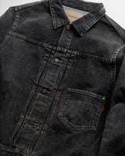 画像をギャラリービューアに読み込む, FRONT TUCK WASHED BLACK DENIM JACKET