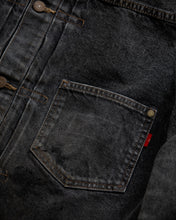 画像をギャラリービューアに読み込む, FRONT TUCK WASHED BLACK DENIM JACKET