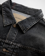 画像をギャラリービューアに読み込む, FRONT TUCK WASHED BLACK DENIM JACKET