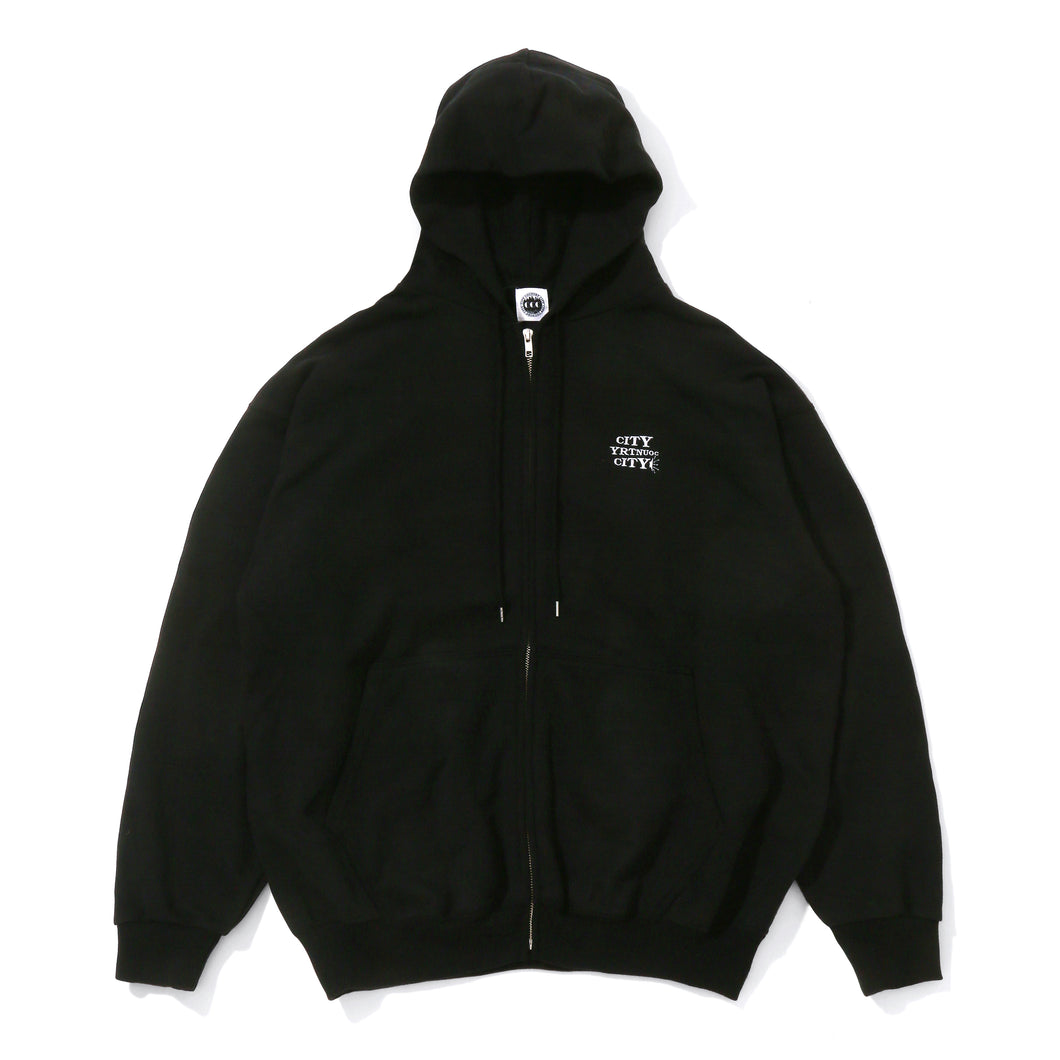 EMBROIDERED LOGO ZIP UP COTTON HOODIE_SOUND CITY COUNTRY CITY