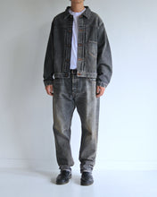 画像をギャラリービューアに読み込む, FRONT TUCK WASHED BLACK DENIM JACKET