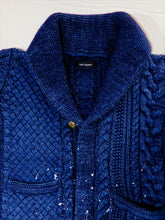 画像をギャラリービューアに読み込む, Panel cable shawl cardigan -L.BLUE-