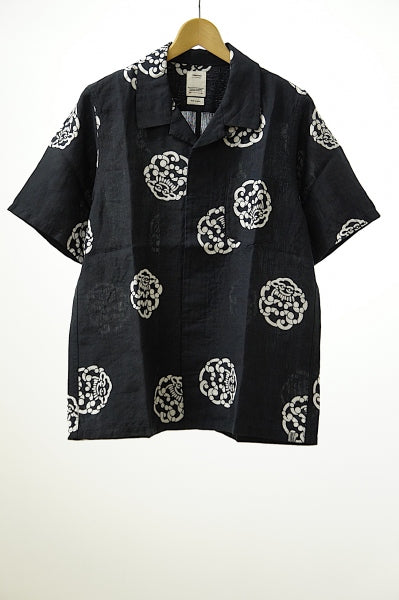 VISVIM ビズビム 21SS 0121105011018 FREE EDGE SHIRT S/S LITTLE CLOUD COFFEE柄 半袖 オープンカラー シャツ ブラック系 2【新古品】【未使用】