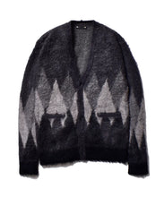 画像をギャラリービューアに読み込む, Kid Mohair Argyle Washed Knit Long Cardigan
