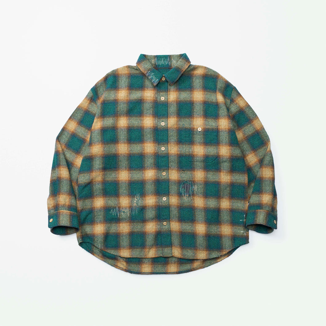 JAZZ-NEP DISTRESSED FLANNEL BD SHIRT
