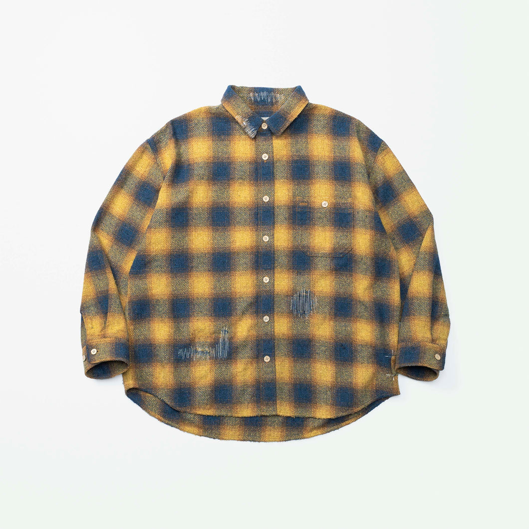 JAZZ-NEP DISTRESSED FLANNEL BD SHIRT