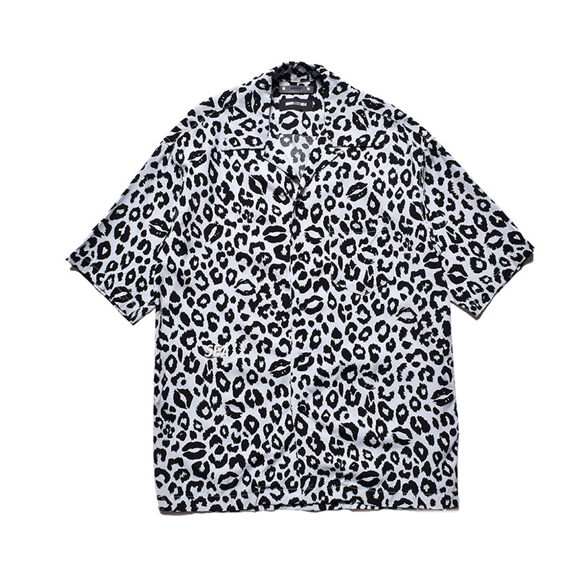 WDS x MINEDENIM LIPS LEOPARD PRINT OPEN COLLAR SH