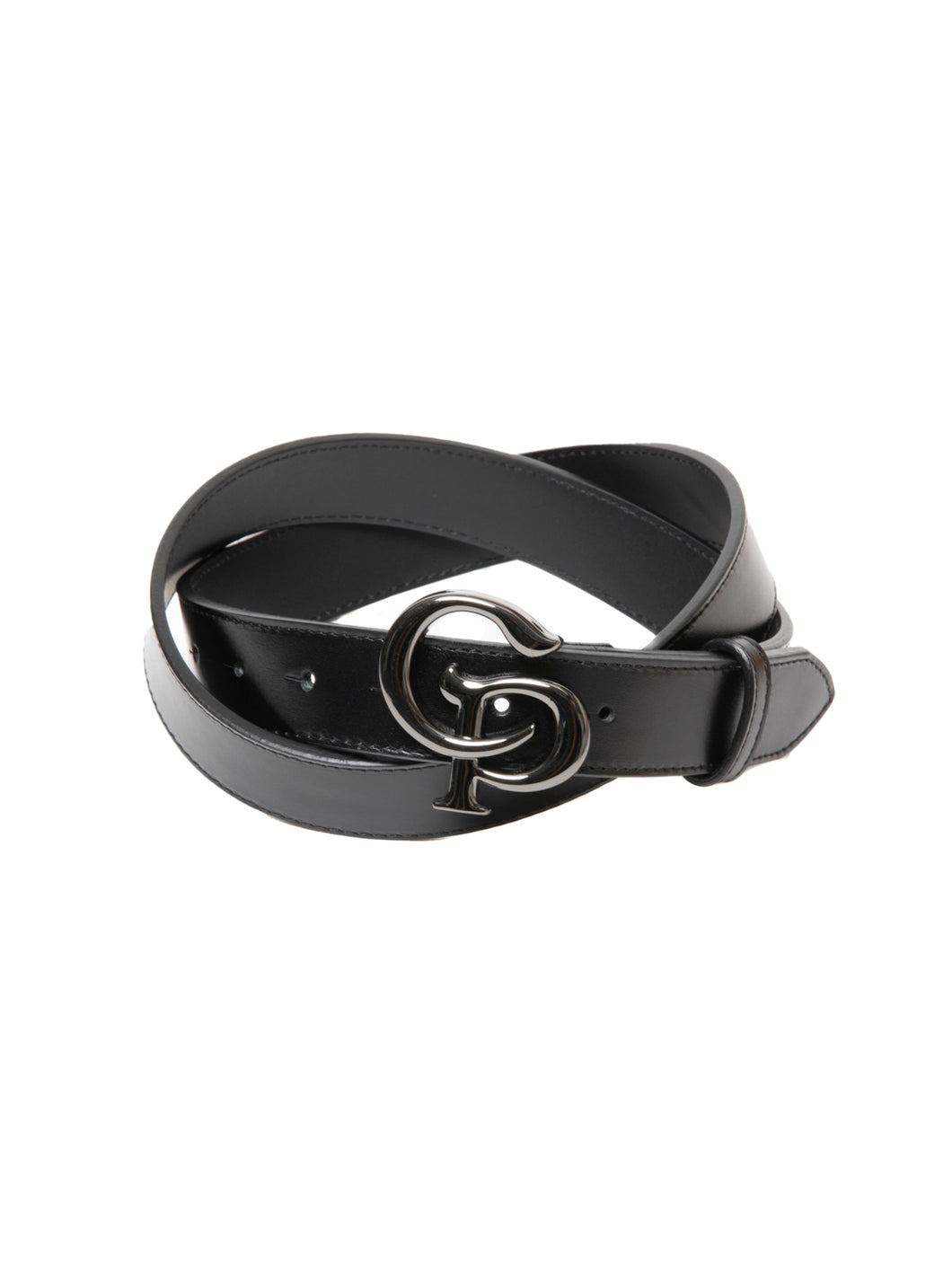 Symbol Buckle Leather Belt