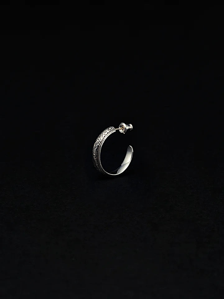 Engraved Hoop Earring (Single) – Roots Bonds ONLINE STORE