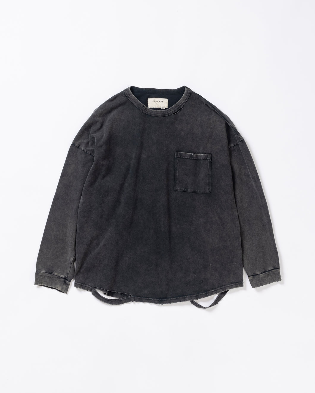 MOSS STITCH DAMAGED POCKET L/S T-S
