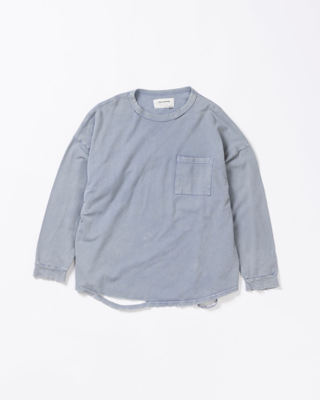 MOSS STITCH DAMAGED POCKET L/S T-S