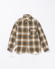 画像をギャラリービューアに読み込む, OMBRE CHECK DAMAGED WIDE FLANNEL SHIRTS
