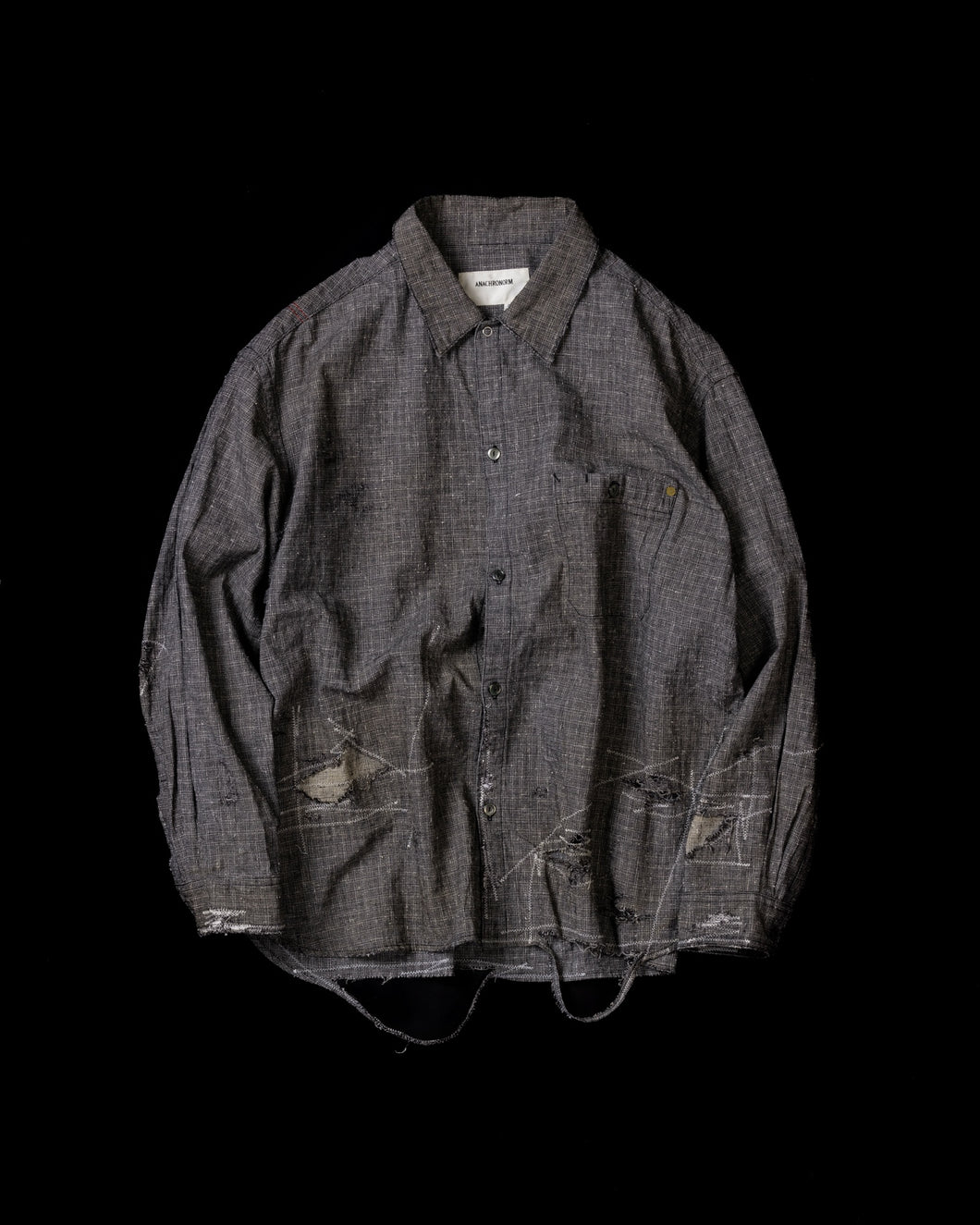LINEN PLAID REMAKED WIDE SHIRTS