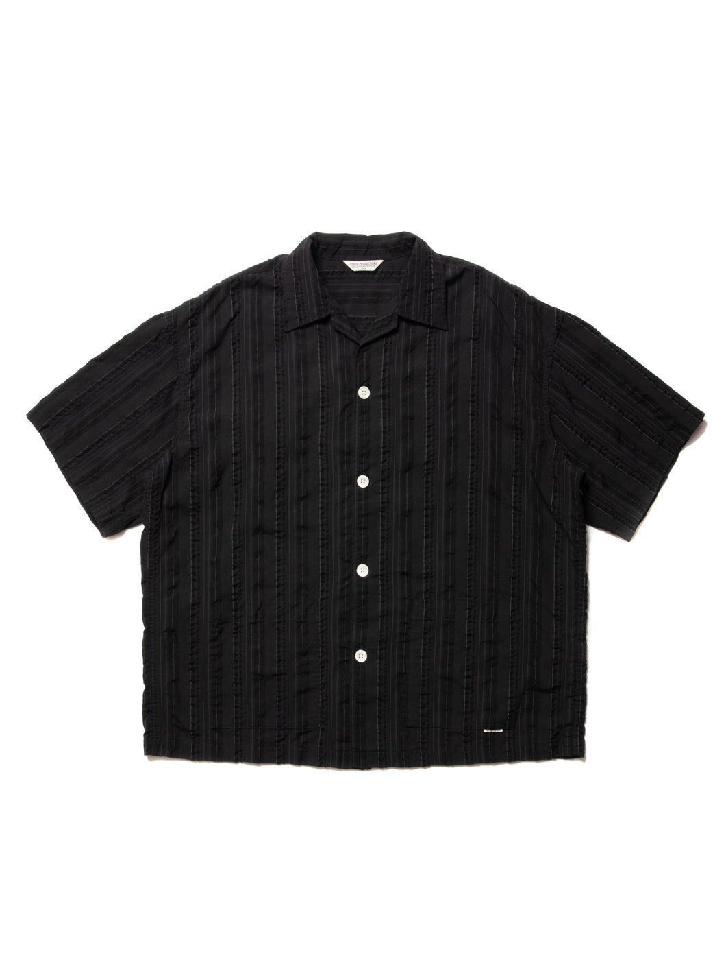 Stripe Sucker Cloth Open Collar S/S Shirt