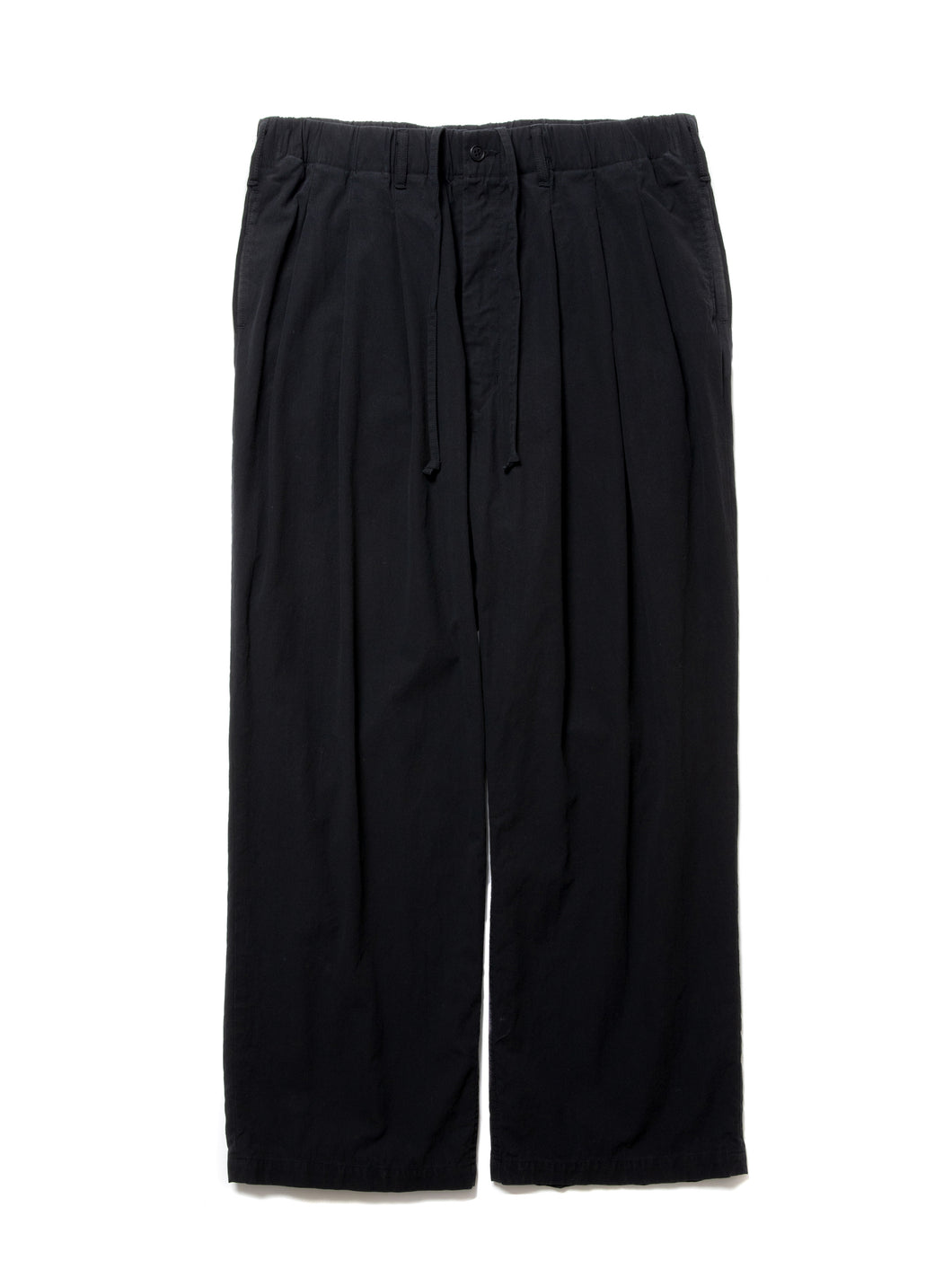 Hard Twist Yarn Twill 3 Tuck Wide Trousers