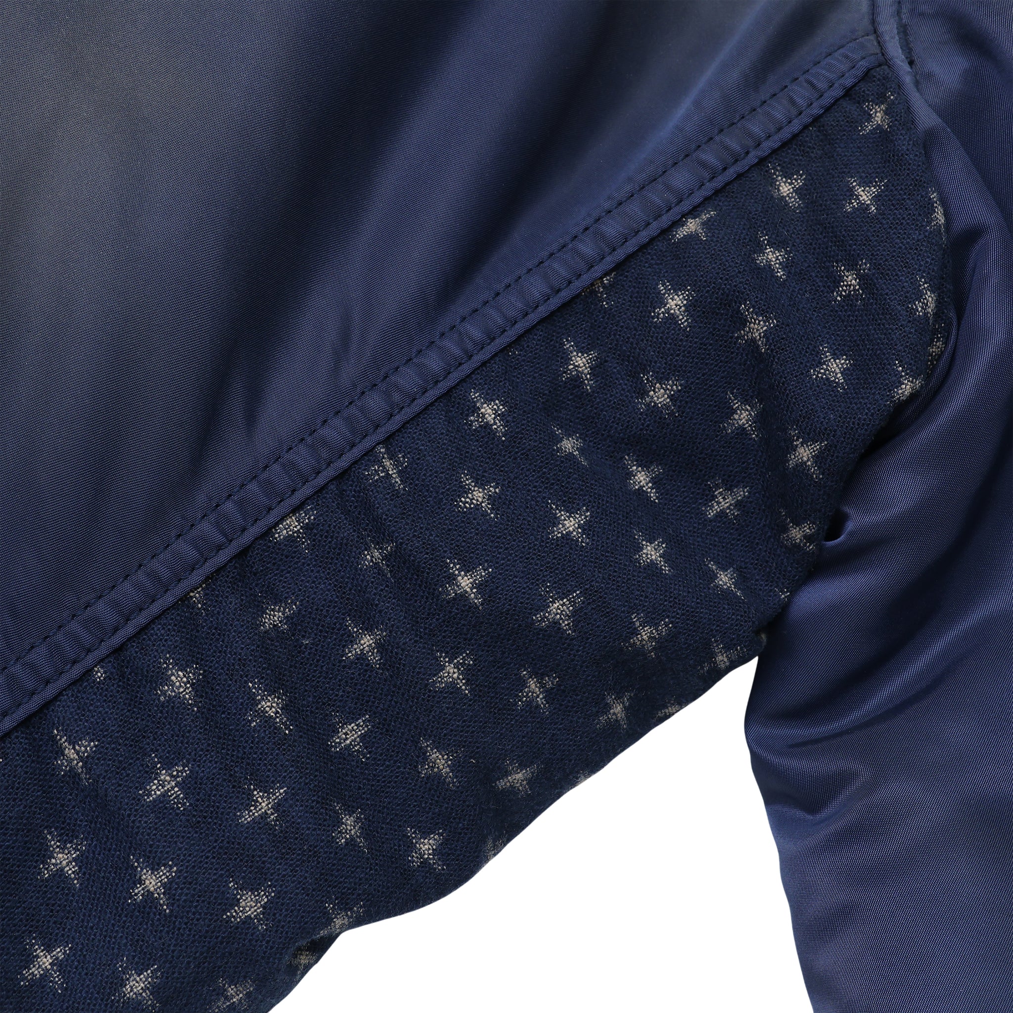 VINTAGE MA-1 FIGHT BOMBER (INDIGO CROSS KASURI PRINT PATCHED