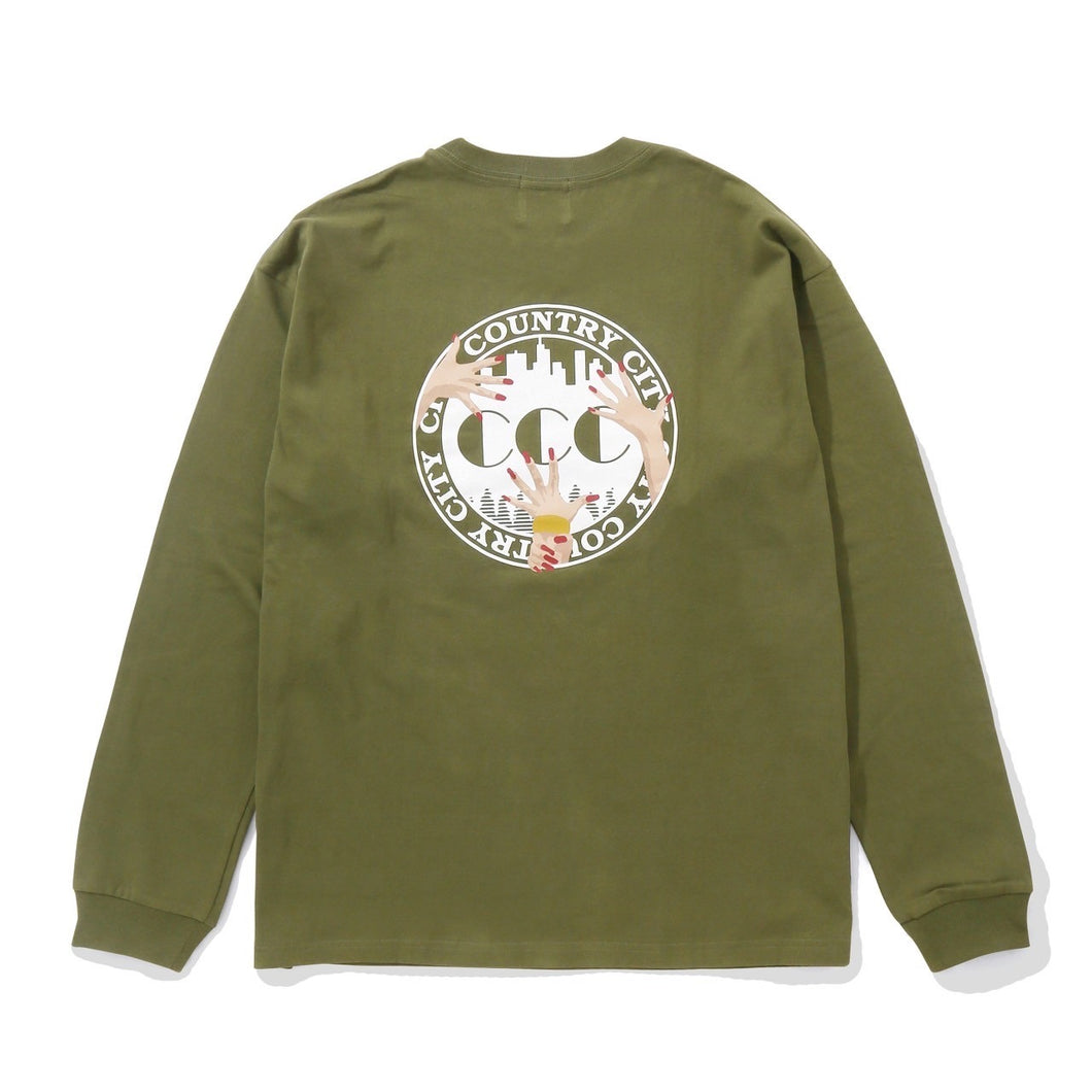 EMBROIDERED LOCO COTTON L/S T-SHIRT. CITY COUNTRY CITY