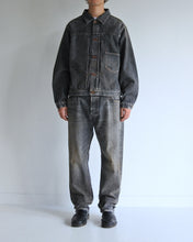 画像をギャラリービューアに読み込む, FRONT TUCK WASHED BLACK DENIM JACKET
