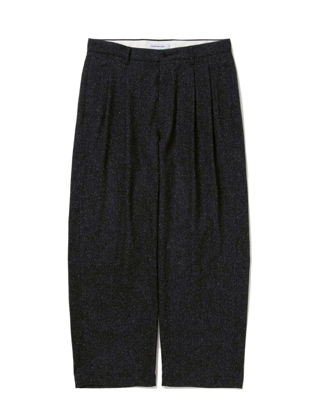 Silk Nep Herringbone 2 Tuck Wide Trousers
