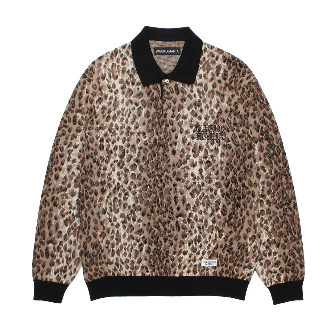 LEOPARD KNIT POLO SHIRT