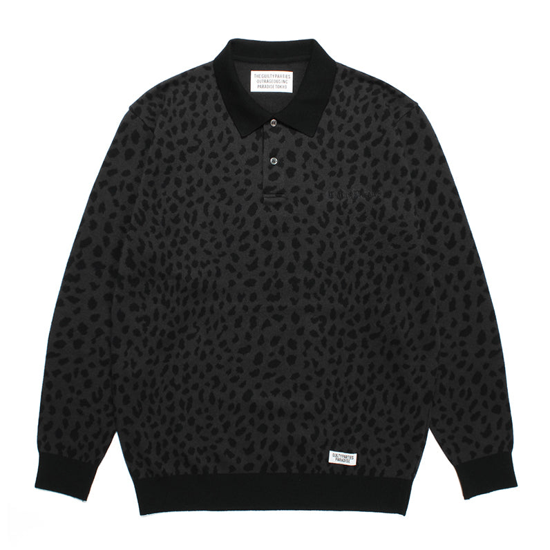 LEOPARD KNIT POLO SHIRT