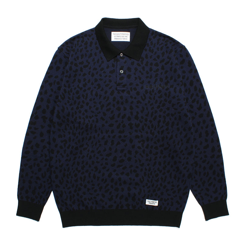 LEOPARD KNIT POLO SHIRT