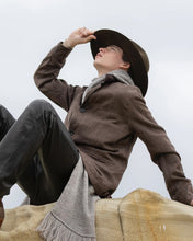 画像をギャラリービューアに読み込む, 5G HOODIE FRINGE SCARF KNIT -SHETLAND WOOL LINEN-
