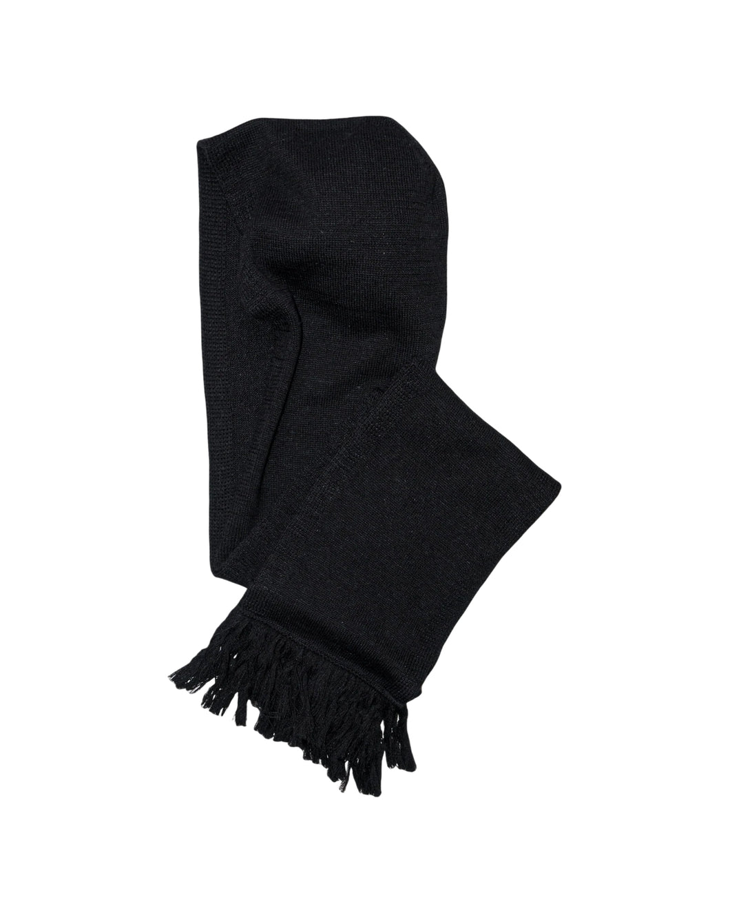 5G HOODIE FRINGE SCARF KNIT -SHETLAND WOOL LINEN-