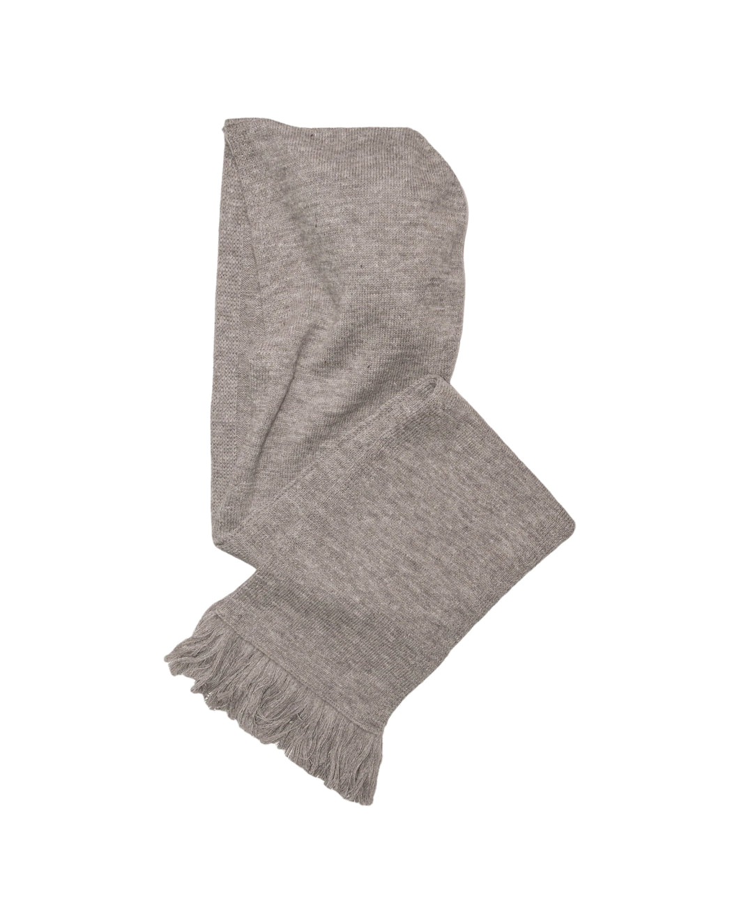 5G HOODIE FRINGE SCARF KNIT -SHETLAND WOOL LINEN-