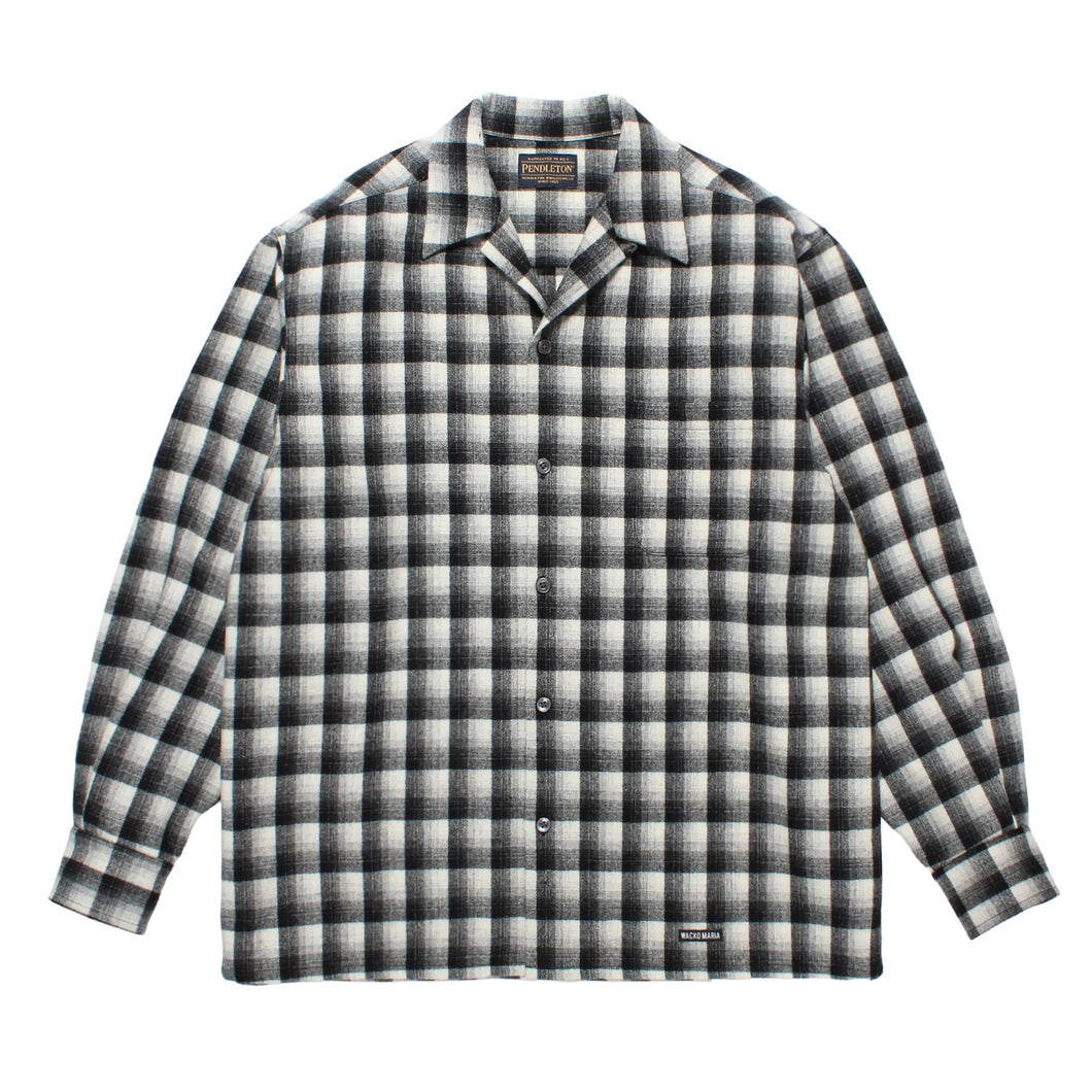 WOOL OMBRE CHECK OPEN COLLAR SHIRT L/S ( TYPE-1 )