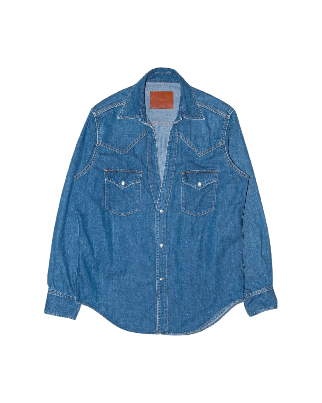CUTTING WESTERN SHIRT -USED WASHED DENIM-