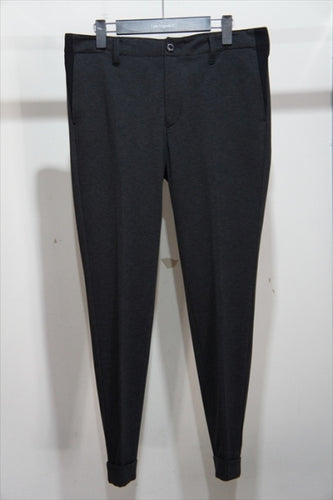 RIB TAPERD SLACKS-GRAY/BLACK-