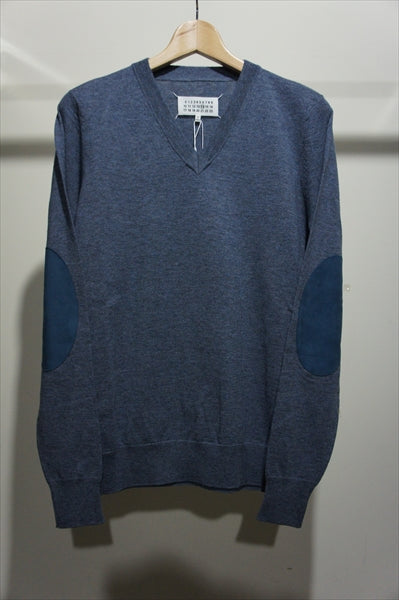 ELBOW PATCH V NECK KNIT