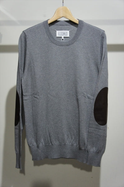 ELBOW PATCH CREW NECK KNIT