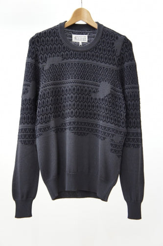 CREW NECK KNIT-ANTHRACITE/BLUE-