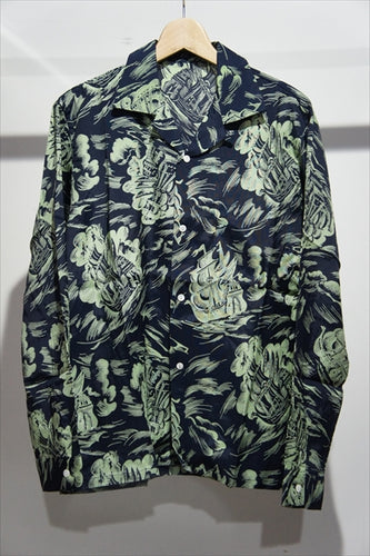 L/S HAWAIIAN SHIRT　-NVY x GRN-