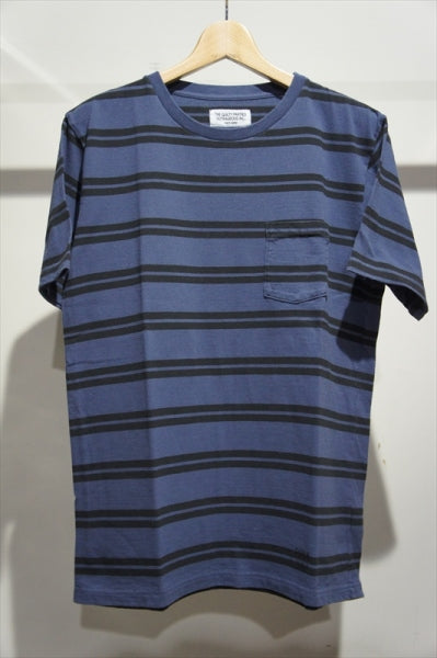 STRIPED CREW NECK T-SHIRT (TYPE-2) -NAVYxCHARCOAL-