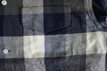 画像をギャラリービューアに読み込む, INDIGO FLANNEL BOX SILHOUETTE SHIRTS-BLOCK CHECK-
