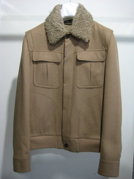 CAMEL SPORT JACKET WITH DETACHABLE SHEARLINGCOLLAR