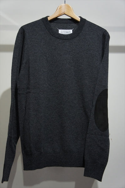 ELBOW PATCH CREW NECK KNIT