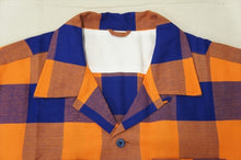 画像をギャラリービューアに読み込む, SS OPEN COLLAR SHIRT-NAVY x ORANGE-

