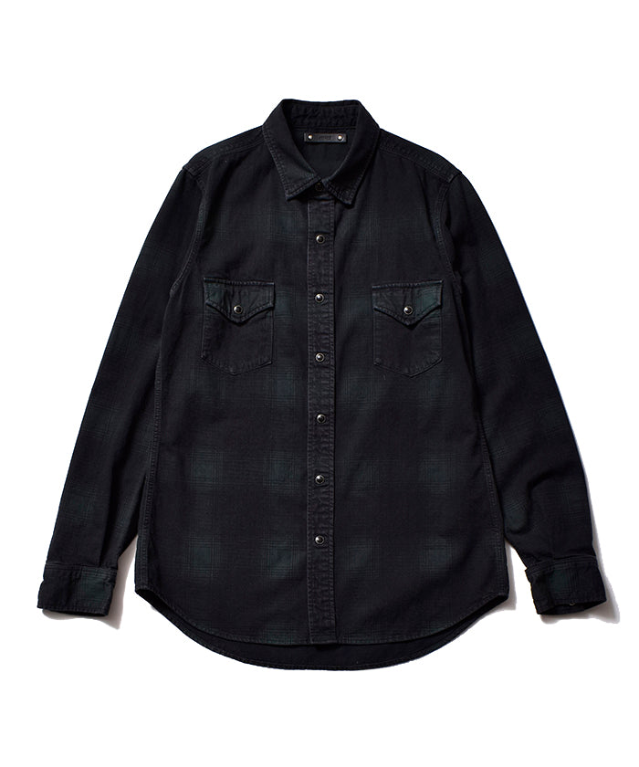 Black Denim Check Western SH